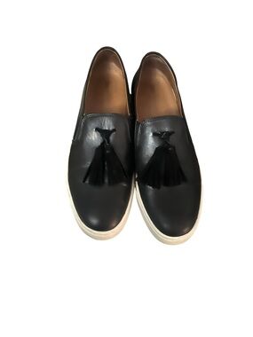 Frye Black Leather Tassel Slip-On Sneakers